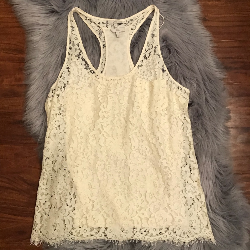 Joie White Lace Tank